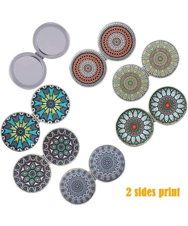 Compact Vintage Make-Up Mirrors - 6 Pack Turquoise Pocket Mirrors with 1x/2x Enlargement & Mandala Design for Travel - Perfect Gift for Girls & Women - Buy Online on GoSupps.com