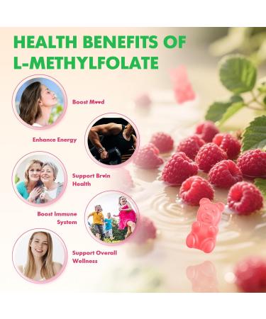 L-Methylfolate 15mg Gummies Methylfolate Supplement 5-MTHF Supplement - Active 5-MTHF & High Absorption - Supports Brain Health & Immune System Vegan Raspberry Flavor 60 Count 60 Count (Pack of 1) - Buy Online on GoSupps.com
