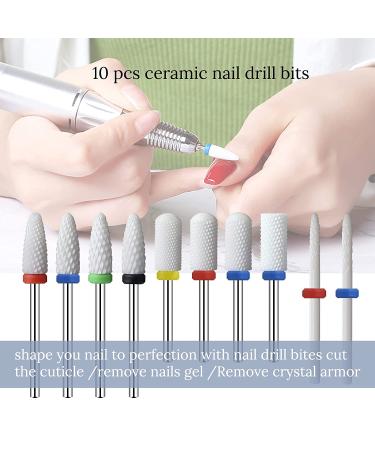 Ceramic Nail Drill Bits Set - Professional 10Pcs 3/32 Cuticle Remover for Acrylic Gel Nails - Crystal Nail Extension Tool - Nail Removal Kit - 10 Count - Buy Online on GoSupps.com