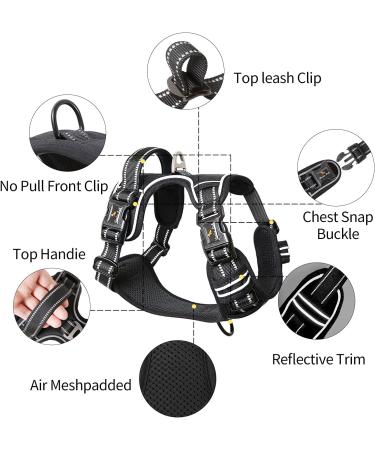 Adjustable No-Pull Heele Dog Harness for Large Breeds | Reflective Breathable Padded Handle | Black Size L (43-86cm) - Buy Online on GoSupps.com