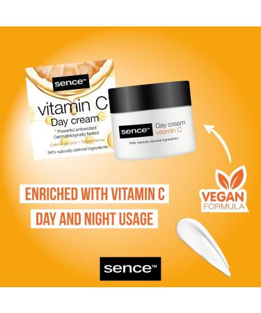  Sence Sence Vitamin C Day Cream Face Cream for Women Moisturizing Face Cream Day Care with Citric Acid and 4 Hyaluronic Acids Vegan Beauty Skincare (1 x 50 ml) - Buy Online on GoSupps.com