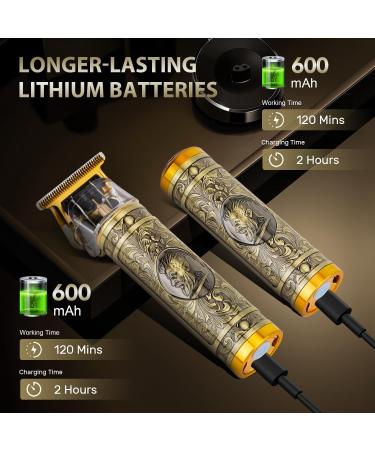 3 in 1 Mini Hair Clippers & Nose Trimmer Set for Men - Cordless & Rechargeable - Zero Gapped T Blade - Gold - Perfect for Barbers and Home Use - Buy Online on GoSupps.com