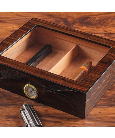 Portable Transparent Window Cedar Cigar Case Wood Travel Cigar Humidor Set with Humidifier Hygrometer Decorative Box - Buy Online on GoSupps.com