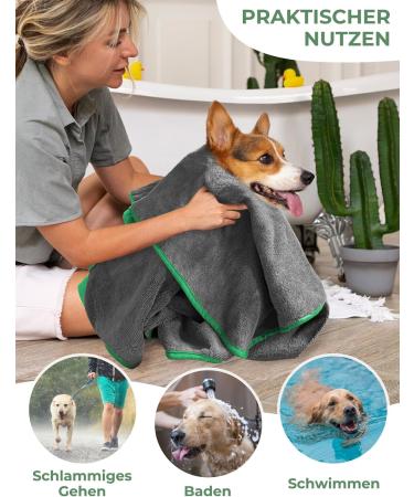 Quick-Drying Microfiber Dog Waddle Ranger Towel | Adjustable Absorbent Bathrobe with Hat for Large & Medium Dogs - BiBykivn Gray Green - Buy Online on GoSupps.com
