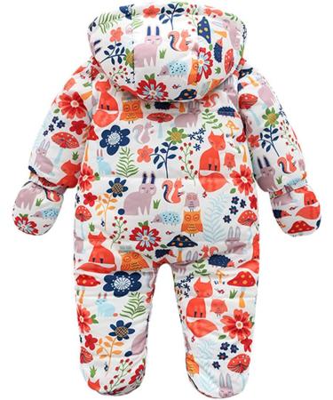 Famuka Baby Snowsuit Romper | Fleece Lined Winter Outfit 3-6 Months | Orange with Gloves - Buy Online on GoSupps.com