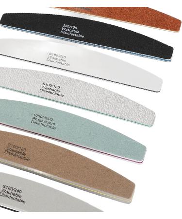 Half Moon Acrylic Nail Files Shapes Different Fineness Manicure Tool Polishing Nail File Set 8 Pieces Comfortable Grip for Manicurists - Buy Online on GoSupps.com