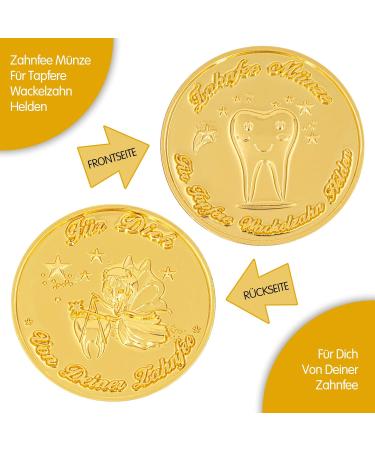 Zwen Tooth Fairy Coins Gold (10 pcs) | Perfect Tooth Fairy Gifts for Kids + Free eBook with 20 Enchanting Tooth Fairy Stories - Buy Online on GoSupps.com