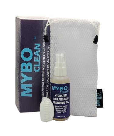 Mybo Clean Eyelid Cleansing Brush for Sensitive Skin (1 Pc) + Hydrating Lids and Lash Cleansing Gel (1Pc) + Travel Bag Ideal for Gentle Cleansing of the Eyelids On the Go