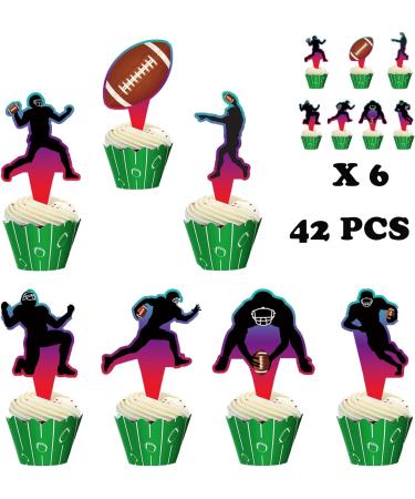 BULKITEM 42 Pieces Football Cupcake Toppers Football Theme Birthday Sports Game Day SUPER BOWL Sunday Party Decoration Supplies Cake Decors - Buy Online on GoSupps.com