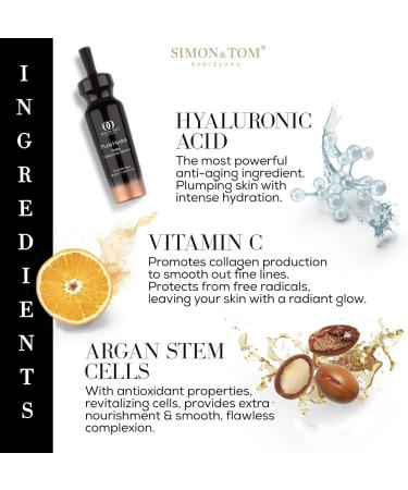 Simon&Tom Pure Hydra - Supreme Face Serum with Swiss Hyaluronic Acid - Rich in Vitamin C and Argan Stem Cells - Intensive Hydration Gel - For all skin types/30ml - Made in Spain - Buy Online on GoSupps.com