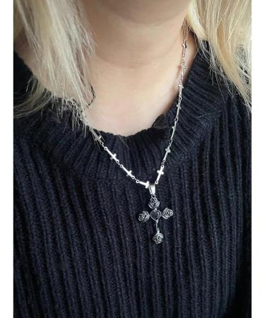 Oralgo Heart Rose Necklace - Unique Gothic Style Cross Trailer Jewelry for Collarbones - Buy Online on GoSupps.com