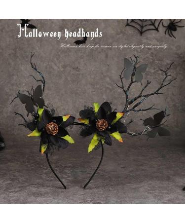 Vakkey Light Up Halloween Headband LED Antler Hair Band Gothic Butterfly Headdress Halloween Costume Party Hair Accessories for Women - Buy Online on GoSupps.com