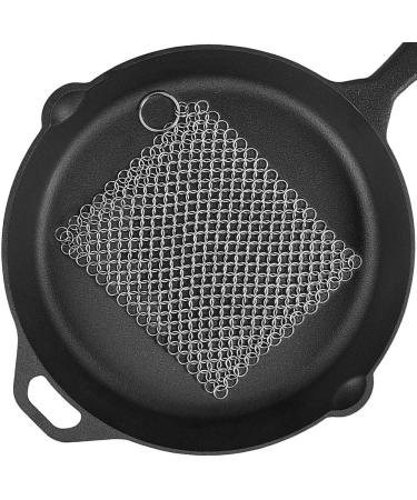 Cast Iron Cleaner 8x6 316L Stainless Steel Chain Scrubber for Cast Iron Pan Pot Dutch Ovens Skillet Grill Cleaning 8x6 in