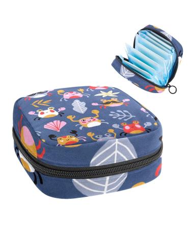 Women's bonds Storage pockets Stillpad holder Cartoon crabs leaves Portable period kit bag feminine product bag for women girls color4