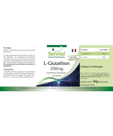 Fairvital | L-Glutathione 250mg - box of 4 months - VEGAN - 120 Capsules - Buy Online on GoSupps.com