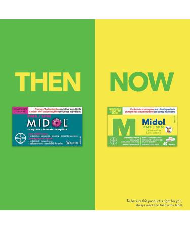 Midol PMS Caffeine-Free Pain Reliever Fast Relief of Pre-Menstrual Period Symptoms such as Irritability Bloating Cramps Breast tenderness Backache Headaches and Muscle Aches (40 Caplets) 40 Count (Pack of 1) - Buy Online on GoSupps.com