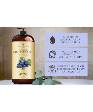 Premium 100% Pure Grapeseed Oil - 828 ml - Therapeutic Grade Carrier Oil for Skin & Hair - Moisturizing & Aromatherapy - Pack of 1 - Buy Online on GoSupps.com