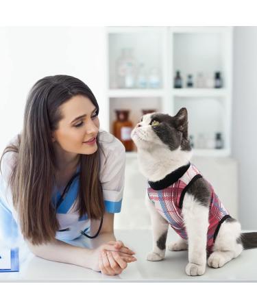 Due Felice Cat Recovery Suit Small Dog Surgical Onesie | E-Collar Alternative | Pink Plaid | Size L - Buy Online on GoSupps.com