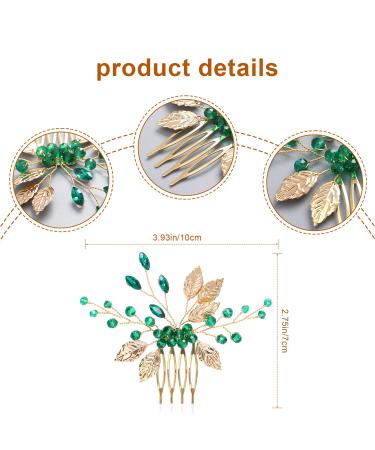 Vintage Gold Hair Combs for Bridal Wedding | Emerald Green Crystal Hair Pieces - Buy Online on GoSupps.com