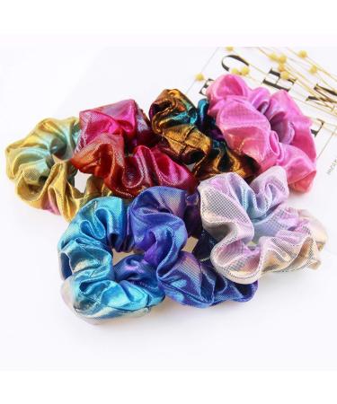 Shiny Metallic Scrunchies - 12 Pieces Elastic Hair Bands for Women and Girls - Buy Online on GoSupps.com