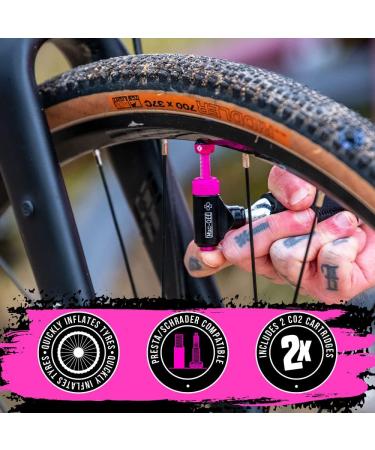 Muc-Off CO2 Inflator Kit - Presta & Schrader Compatible Bike Pump for Road Bikes - Buy Online on GoSupps.com