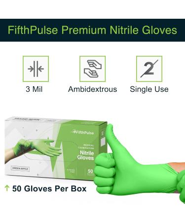 Green Nitrile Disposable Gloves - 50 Count Medium - 3 Mil - Powder & Latex Free - Surgical Grade Exam Gloves - Food Safe - Buy Online on GoSupps.com