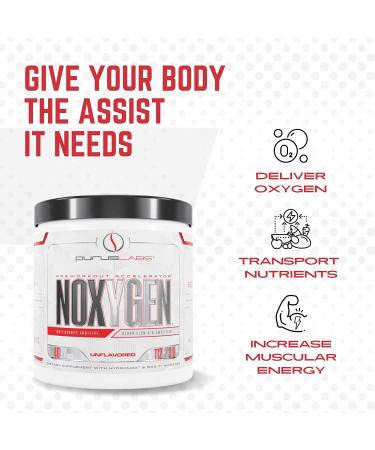 Purus Labs NOXygen Powder Pre-Workout Accelerator | Nitric Oxide Booster & Oxygen Amplifier | Hydromax Glycerol & NO3-T Nitrates | 40 Servings (Unflavored) 1 - Buy Online on GoSupps.com