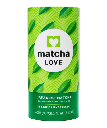 Matcha Love Japanese Matcha Unsweetened Green Tea Powder, 15 Single Serve Packets, 1.05 Ounces - Buy Online on GoSupps.com