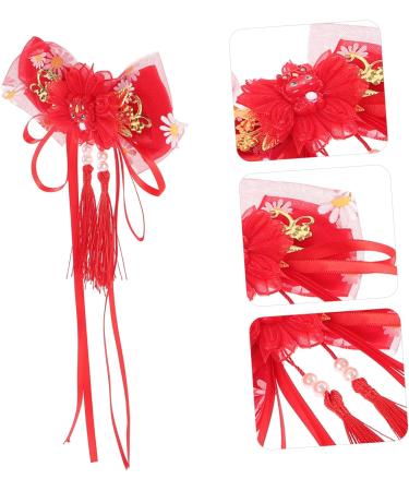 Ipetboom fabric hair pin hairpins girls hair barrettes child girl Hanfu red chinese hair accessories Hair clips temperament Large ribbon hairpin hair accessories accessories - Buy Online on GoSupps.com