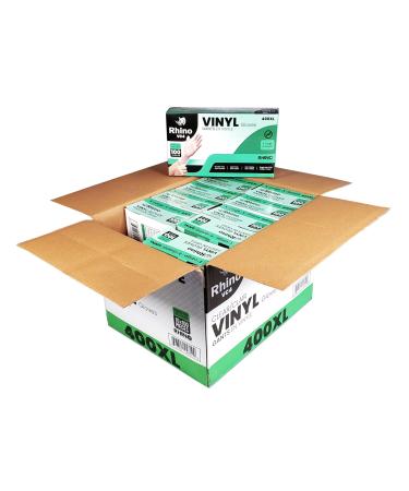 Rhino (1000 Count) Clear Vinyl Gloves Safety Work Gloves Powder-Free Latex-Free Non-Sterile Ambidextrous Safety Gloves Large