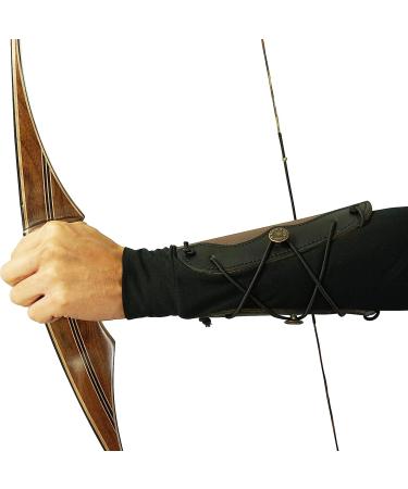 SAS Leather Arm Guard for Archery Bow - Traditional Design with Stretch Cord - Large Size 7x6.5 - Ideal for Range, Longbow, and Recurve Bow - Buy Online on GoSupps.com