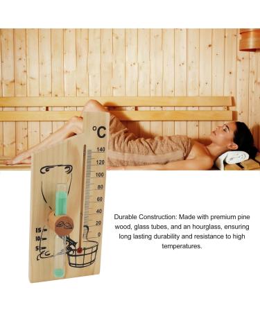 Elegant Hourglass Sauna Thermometer | 15-Minute Sandwatch | 0-140 C | Golden Wood Design for Optimal Temperature Display - Buy Online on GoSupps.com