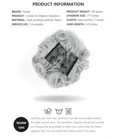 Silver Grey Yamel Chignon Hairpiece: Curly Bun Scrunchie Extensions for Women - Buy Online on GoSupps.com