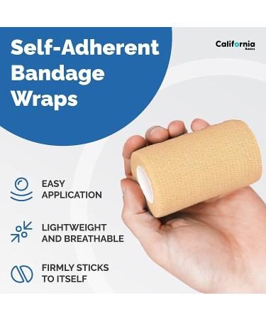 4-inch Self Adherent Cohesive Wrap Bandages (8 Pack) - Brown Athletic Tape for Hand, Wrist, and Ankle - Premium-Grade Medical Stretch Wrap - 5 yds Self Adhesive Bandage Wrap - Buy Online on GoSupps.com