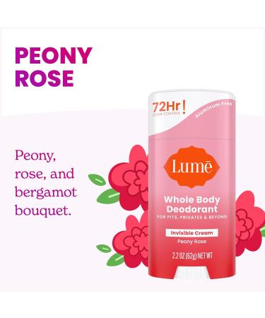 Lume Natural Deodorant Peony Rose - Aluminum-Free, Hypoallergenic Cream Stick - Safe for Sensitive Skin - 2-Pack - Buy Online on GoSupps.com