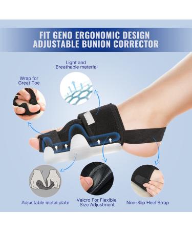 Fit Geno Upgraded Bunion Corrector for Women & Men - Non-Surgical Big Toe Separator for Hallux Valgus - Comfortable & Breathable Day/Night Support - Buy Online on GoSupps.com