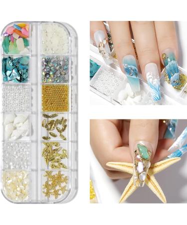 NICENEEDED Ocean Themed Nail Decorations Kit Irregular Abalone Shell Slices Conch Starfish Nail Art Charms Colorful Seashell Fragments Caviar Beads Nail Studs Supplies for Nail Design(Style 4) - Buy Online on GoSupps.com