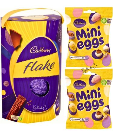 Cadbury Easter Eggs Chocolate Bundle of Cadbury Flake Large Chocolate Easter Egg with 3 Flake Chocolate Bars & 2 Mini Eggs Cadbury Bags (80g) | Easter Eggs Chocolate | Chocolate Gifts - Buy Online on GoSupps.com