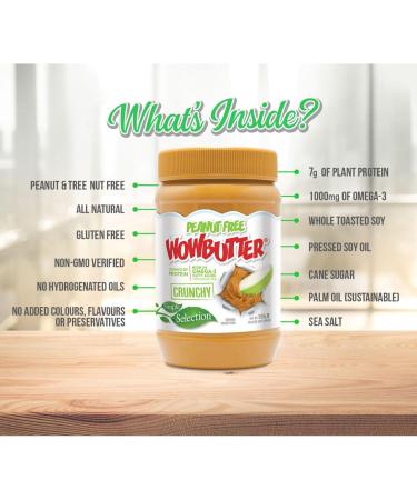 WOWBUTTER Crunchy Soya Spread - Peanut Butter Crunchy Alternative - Vegan, Gluten-Free, Halal, Kosher - 7g Protein, 1000mg Omega 3 - All-Natural - 500g (3 Pack) - Buy Online on GoSupps.com