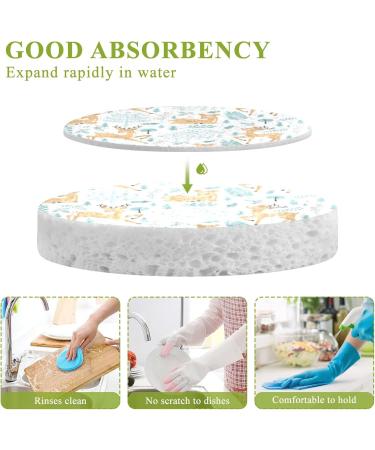 3-Pack Cleaning Kitchen Sponges Oval Little Plum Deer Kitchen Cellulose Dishwashing Wood Pulp Cotton - Buy Online on GoSupps.com