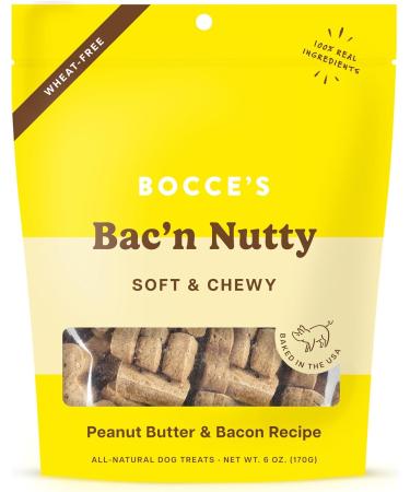 Bocce's Bakery All-Natural, Everyday Dog Treats, Wheat-Free, Limited-Ingredient, Soft & Chewy Cookies Made in The USA, 6 oz (Say Moo, Sunday Roast, Mud Pie Oh My, Bac 'N Nutty, Quack Quack Quack) Bacon Nutty