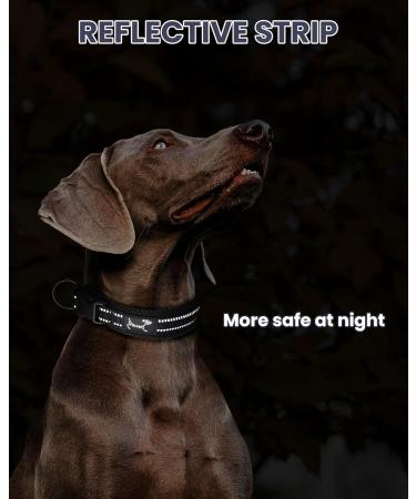 PETTOM Adjustable Nylon Dog Collar - Breathable Reflective Collar for Large Dogs (Black) - Buy Online on GoSupps.com