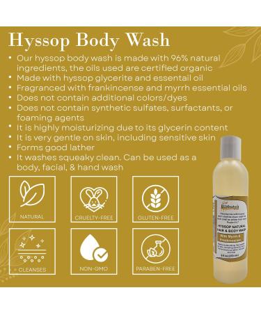 BIBLE N Beautyoils Cleanse Me With Hyssop Natural Hair and Body Wash Organic Hyssop Infused Shampoo and Body Wash for Nourishing and Refreshing Hair & Body Cleansing (Myrrh and Frankincense) - Buy Online on GoSupps.com