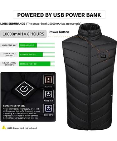 Heated Vest with USB Charging | Electric Jacket for Women and Men | Fleece Vest with 3 Temperature Settings | Washable, 3X-Large, Black - Buy Online on GoSupps.com
