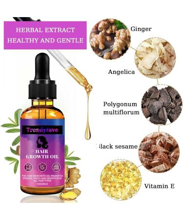 Trendyfave Hair Growth Serum Vitamins Serum for Hair Loss and Hair Regrowth Ginger Oil for Hair Growth for Balding Thinning Repairs Hair Follicles Natural Herbal Hair Growth Oils for Men and Women - Buy Online on GoSupps.com