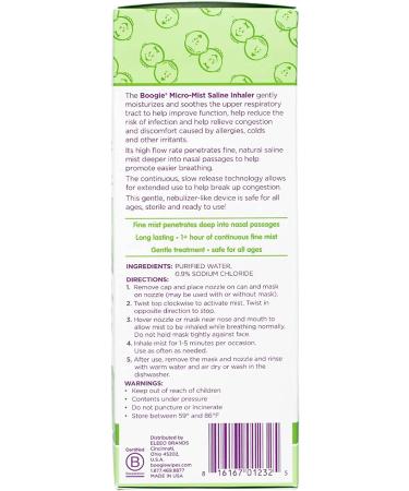 Boogie Micro-Mist Inhaler Saline Spray 1.7oz Unscented - 1 Pack - Buy Online on GoSupps.com