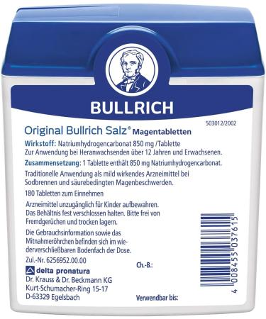 Original Bullrich Salz for Heartburn Relief | Vegan 180 Tablets (2-Pack) | Fast-Acting Stomach Acid Solution - Buy Online on GoSupps.com