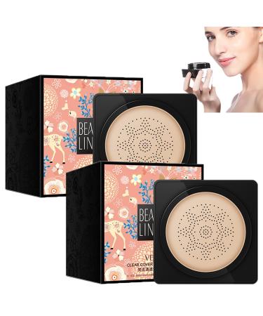 Wonderninelife Beauty Cream Whalegrass Air Cushion Cc Cream Mushroom Head Makeup Brush Mushroom Head Air Cushion Cc Cream Foundation Oil Control (2*Natural)