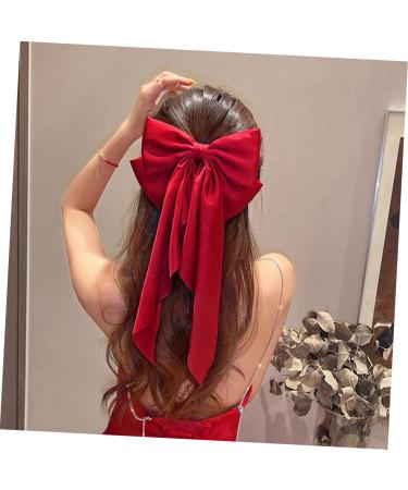 SKISUNO Satin Ribbon Hairpin Big Hair Bows Hair Barrettes for Teen Ponytail Clip Accessories for Teen Teen Hair Bows Hair Bow Barrette Hair Clips for Makeup Red Hair Bow - Buy Online on GoSupps.com