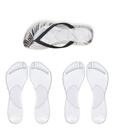 2 Pairs Arch Support Cushion Insoles Gel Adhesive Arch Support Anti-Slip Flip Flop Thong Inserts Self Adhesive Gel Arch Support Cushion Insoles Plantar Fasciitis Pain Relief for Man Woman Clear S